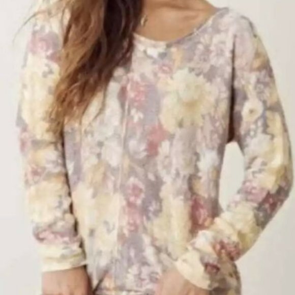 Free People Flower Bomb Womens XS Floral Wool Angora Hair blend Slouch Sweater - Picture 2 of 12